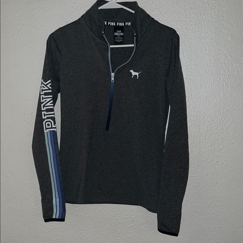 PINK Victoria's Secret Gray Quarter-Zip Sweater